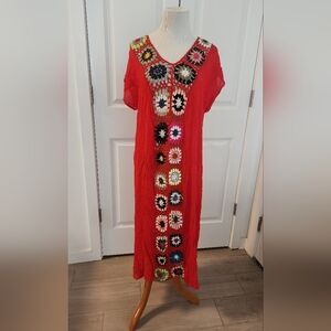 Red Midi Cover-up Dress, Size 00-10